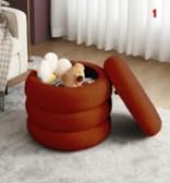 Bugatti Round Pouf – 50 x 50 cm – Panda Fabric, Natural Counter Wood Structure – Modern Design with Wooden Legs by No Comment Furniture (Haffan)