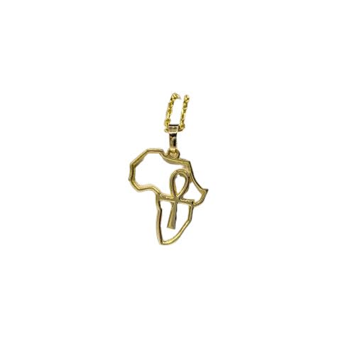 Cleopatra Gold Plated Stainless Steel 316l Africa With Key Of Life Necklace -Handmade-Best Gift For Women/Men,Jewellery.