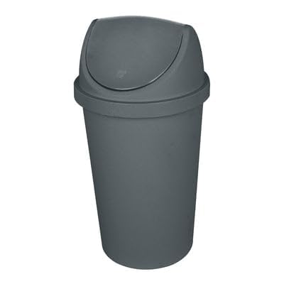 El Helal And silver Star Roma 30 Liter Medium Anthracite Trash Can, Plastic, Swing Lid