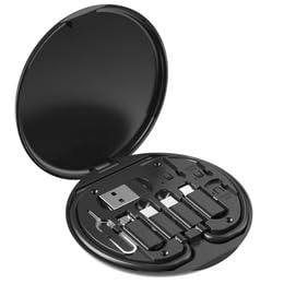 Multifunctional Adapter & Charger, Type-C to Type-C Cable, USB & Micro USB Adapter, with SIM Slot and Ejector, Black, Compact & Portable