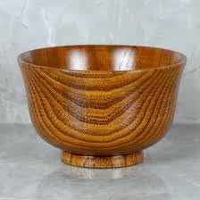 Downtown 14cm Traditional Japanese Wooden Serving Bowl, Brown Handcrafted Healthy Food Dish, Natural Round Wood Bowl for Appetizers, Snacks and Traditional Asian Style Meal Service