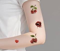 1 Pcs 3D Temporary Tattoo Stickers for Women Cherry Lips Hearts Bow Assorted