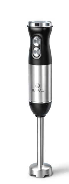 "Rafale Turbo Professional Handblender, 1200 Watts, Metal Gears and Stainless Steel Arm, Heavy Duty Performance and Streamlined Design" - one year warranty
