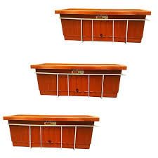 Khorshid Plastic Balcony Planter Pots with Metal Stand, 60 x 20 cm, Set of 3