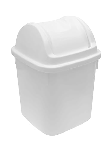 Khurshid Plastic Small Plastic Trash Can with Rotating Lid - White Shwareis-108