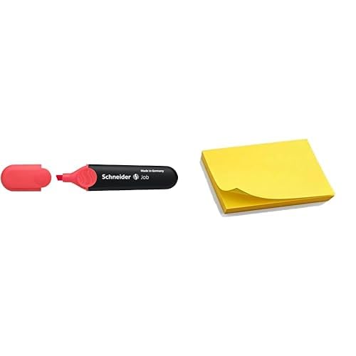 Schneider job 1502 highlighter, red + sticky note 3 * 5 yellow horizental