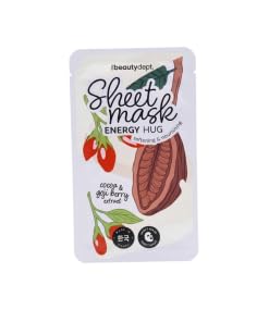 THE BEAUTY DEPT Face Sheet Mask, Cocoa & Goji Berry Extract, 20 ml, Hydrating & Energizing Skin