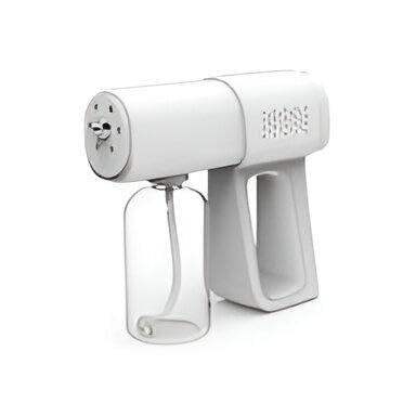 Nanotech Disinfection Gun - Cordless Fogging Device for Surfaces, Perfume, and Shaving Foam, Lightweight White Model