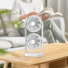 Generic Dual Fan Desktop Electric Fan, 3-Speed Adjustable, Portable, White
