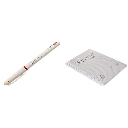 Bravo Stationery Bundle: Ballpoint Pen Red 10-Pack + Maayergy Spiral Squared Notebook A4