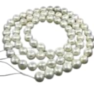 Natural Pearl Beads Round Shape for Jewelry Making Accessories (Light Beige)
