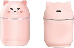 Humidifier & Diffuser 200ml, Mini Ultrasonic Air Humidifier with Night Light, Silent Operation, Large Capacity, 2.5W Power - Perfect for Bedrooms Offices (Pink)
