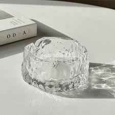 Downtown Heavy Crystal Glass Ashtray, Hexagonal Top with Round Base for Home and Office Decor, Durable Transparent Glass Smoking Accessory for Indoor and Outdoor Tabletop Display