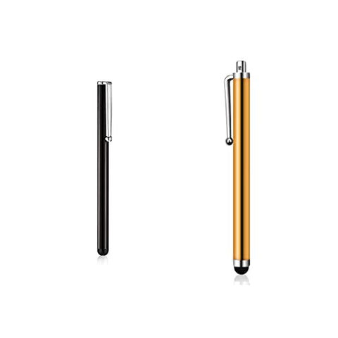 Generic Stylus Pen for Smartphones - 2 Pack (Black, Gold) - Universal Capacitive Touch Pen - Soft Tips - Anti-scratch - Compatible with Tablet, Smartphone, Laptop