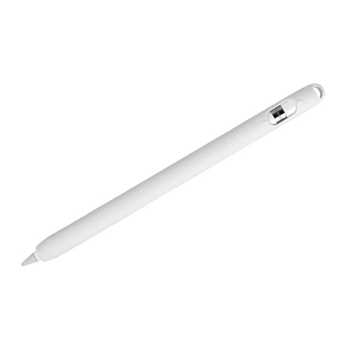 (1-B) Pencil 1 Silicone Cover, Solid Color Stylus Pen Case For Apple Pencil 1 - White