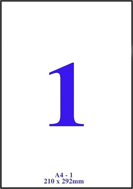 VCR A4 White Self-Adhesive Label for Printer (Inkjet/Photography/Laser) - 1 Label Per Sheet, Pack of 100 Sheets