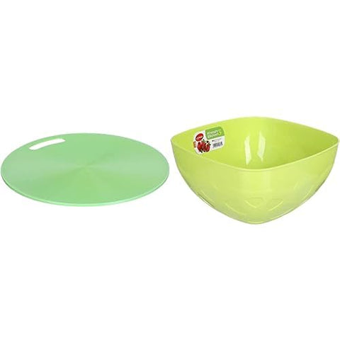 winnerplast Weiner blast round plastic cutting board - multicolored - 16x16 inches + Weiner Blast Salad Urinal - Colors Vary