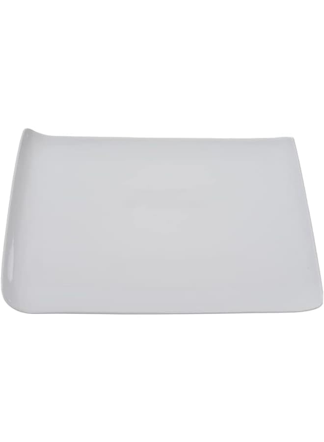 Rosa By Fathy Mahmoud White Porcelain Flat Tray With Durable Material For Home 35 ×22×2.5 cm