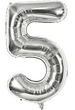 Silver Helium Number Balloons Used for Party Decoration (Number Five)