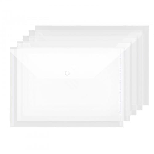 Pack of 12 A4 Plastic Envelopes,Transparent Press Stud Briefcase Document Wallets A4 Transparent Press Stud A4 Document Folder for Paper, Receipts, Document Organizing