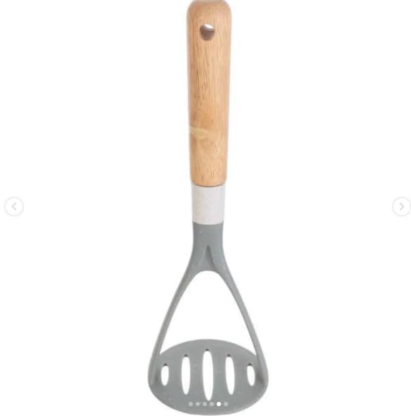 Premium Plastic Potato Masher with Wooden Handle, 27 cm, for Mashing and Cooking