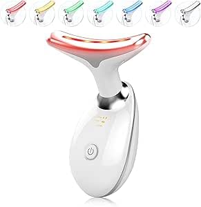 Beauty beast Facial Massager for Face and Neck, Face culpting Wand with 7 Color, Red-Light-Therapy-for-Face and Neck Tool for Skin Care (White) (White, Style1)