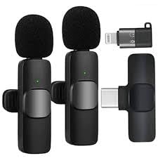 K9 Dual Wireless Microphone Plug and Play Omnidirectional Hypercardioid Pattern Compatible with Smartphone Black