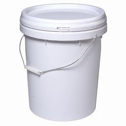 Meridian 5 x 20 Litre Stackable Food Safe Plastic Bucket with Lid, White, Pack of 5
