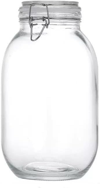 Glass Storage Jar with Airtight Lid, Stainless Steel Buckle, Glass Food Jar (3000ml)