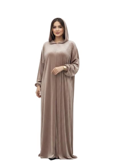 2 in 1 French Velvet Isdal | Abaya or Isdal with Veil Same Color – Elegance and Modesty - 5 Colors - Al-Tabbis One Size from 65 to 85 K