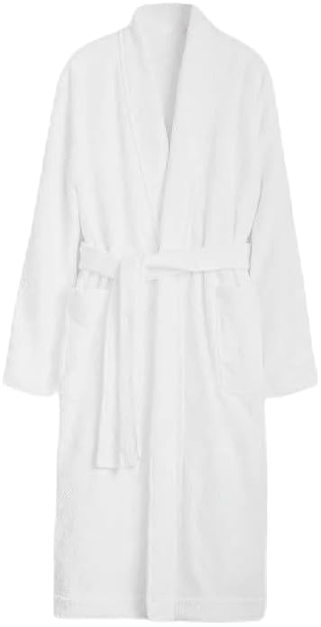 ARTMOOD HOME Hotel Cotton Bathrobe, White, 100% Soft and Absorbent Cotton, Unisex Robe for Men and Women, One Size Fits All, 1350g, for Home, Spa, and Bathroom Use