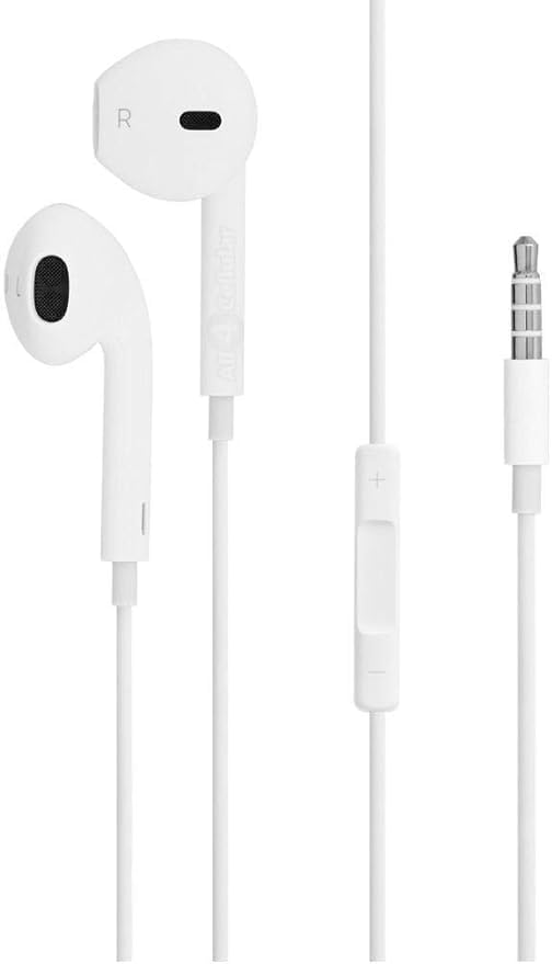 USB In-Ear Headset with Microphone 3.5mm Jack - White Classic Wired Headphones with Mic and Volume Control 3 5mm Input