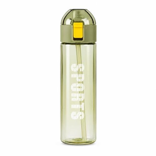 Slim Sports Water Bottle with Inner Straw and Tight Lid, Clear Water Bottle for Gym, Work and Daily Activities (Green)