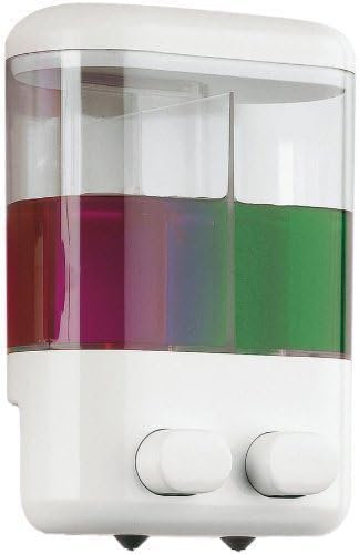 Double Soap Dispenser, 2 Compartments Liquid Soap Dispenser, Shower, Shampoo Dispenser, Practical and Modern Design for Bathroom and Kitchen, Easy to Fill and Clean, Neat Sink