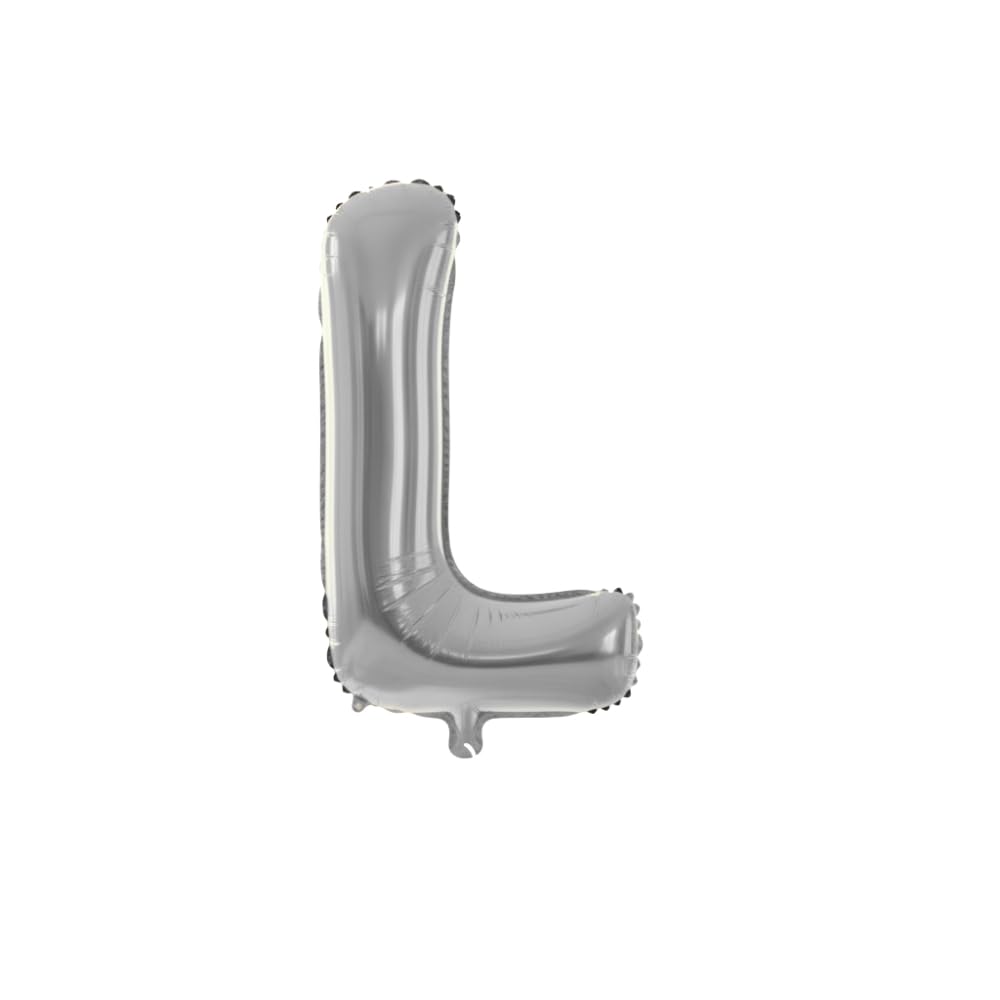 81cm Jammu Letter Shaped Foil Helium Balloon, Shiny Alphabet Balloons for Party Decoration, Perfect for Birthday and Party Letter Shaping (Silver, Letter L)