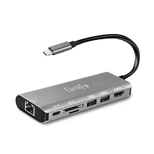 USB Type C Hub,Lan Game, Docking Station, 7-in-1 USB C LAN Gigabit Adapter with 4K HDMI Output, USB 3.0, 60W PD Charger, Compatible with MacBook Pro 2019/2018/2017/2016 and Other Type C Devices
