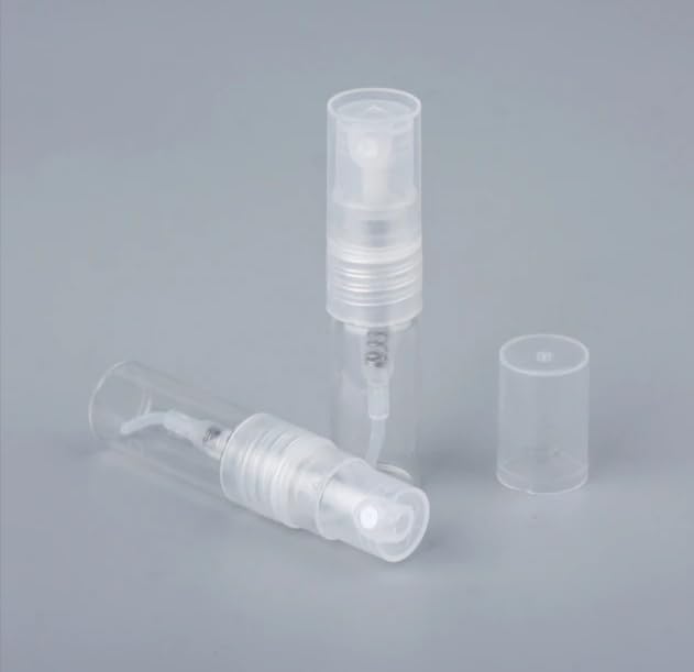 2 Pieces Empty Refillable Perfume Glass Tester Travel Bottle (Clear Cap, 3ml)