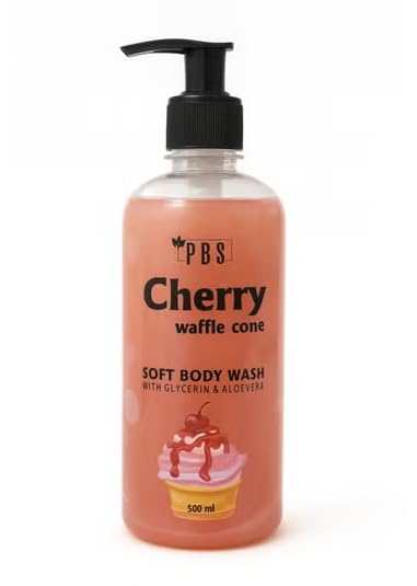 PBS Cherry Waffle Cone Soft Body Wash – Moisturizing & Gentle Cleanser with Sweet Cherry & Waffle Cone Fragrance