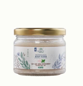 Refreshing Body Scrub, Sea Salt & Peppermint Essential Oil, Exfoliating, Smoothing, Hydrating, All Skin Types, Cruelty-Free, Environment-Friendly