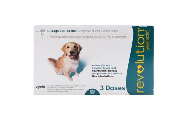 Revolution Green Flea & Tick Control for Dogs 40lb-85lb (1 ampoule only)