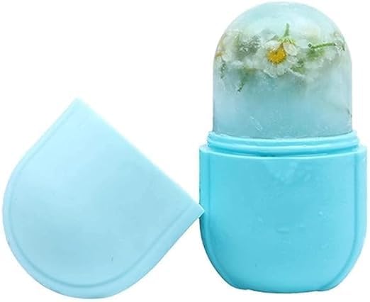 Ice Roller for Face & Eye, Silicone Ice Mold Facial Massage Tool, Skin Care Capsules Kit for Cooling Puffiness Relief & Pore Tight Feel, HD-7060 (Blue)