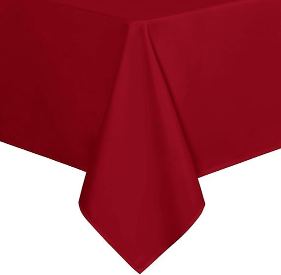 Square Tablecloth - 60 x 60 Inch - Water Resistant Spill Proof Washable Polyester Table Cloth, Decorative Fabric Table Cover for Dining Table, Buffet Parties, Christmas Red