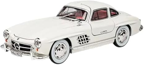 KIDSZONE Mercedes-Benz 300 SL Die-Cast Model Car 1:24 Scale – Premium Gullwing Collector’s Toy with Pull-Back Action & Detailed Interior (White)