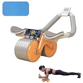 Ab Roller Exercise Wheel with Counter, Elbow Support and Knee Pad, Automatic Rebound Design