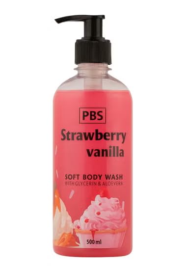 PBS Strawberry Vanilla Soft Body Wash – Moisturizing & Gentle Cleanser with Sweet Strawberry & Vanilla Fragrance