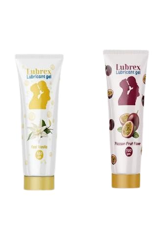 Lubrex Water-Based Lubricant Gel – Vanilla & Passion Fruit Flavor 100GM each 2-Pack Gift Set