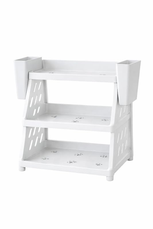 Downtown Adjustable Desktop Organizer Shelf 2 Tier Storage Rack for Books Office Supplies Kitchen Counter Desk Organizer-White