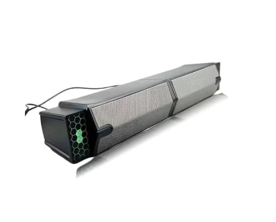 Sound Bar Gaming Speaker - 6W (2 x 3W) 2.0 Channel Stereo - Rainbow Lighting - USB Cord + 3.5mm Audio - Multi Design Setup - for PC, Laptop, Home Theater | Black (PT-520)