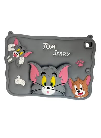Eco Cartoon 3D Silicon Handle Stand Cover For iPad 9th/8th/7th Generation (2022/2021/2020/2019 Model, 10.2 inch) Funda Case (With Rope) (Tom&jerry)
