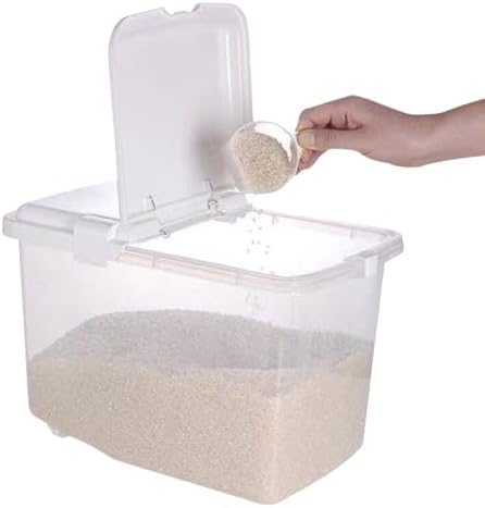 Rice Storage Container, 10kg Capacity, Food Grade Plastic, Stackable Design, 30cm x 25cm x 20cm